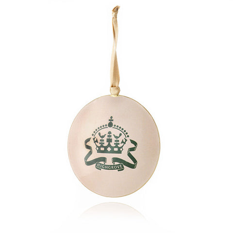 Christmas Tree Decoration - Highgrove Crown Round Tin (Cream)