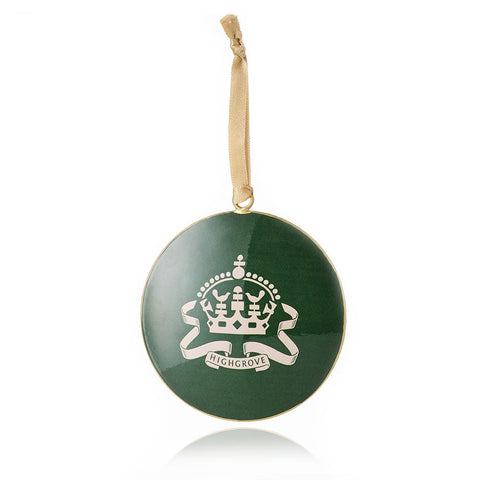 Christmas Tree Decoration - Highgrove Crown Round Tin (Green)