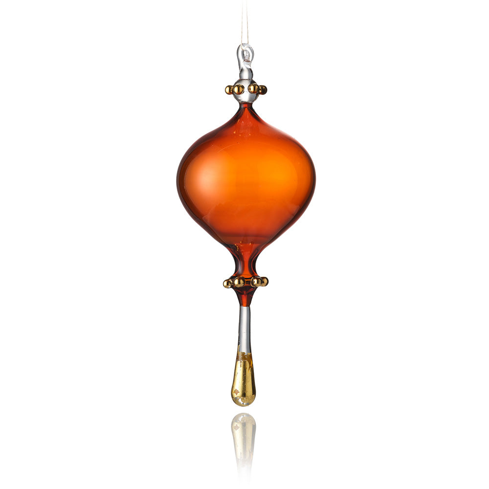 Christmas Decoration - Classic Shape Amber Glass Bauble