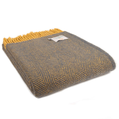 Throw Navy & Mustard 150x183cm